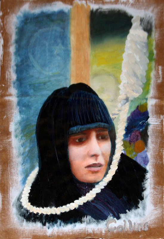 023 'Atefeh' 12x17 oil on paper bag